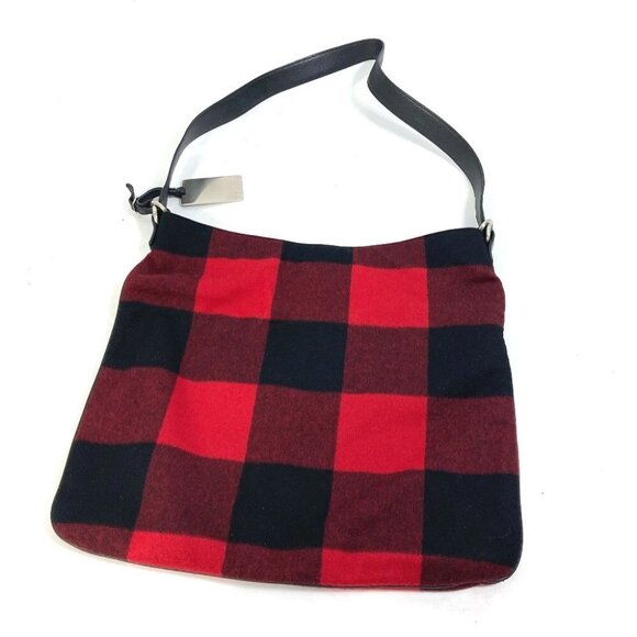 CELINE check Crossbody Shoulder Bag cotton / Leather Red/Black - Picture 1 of 9